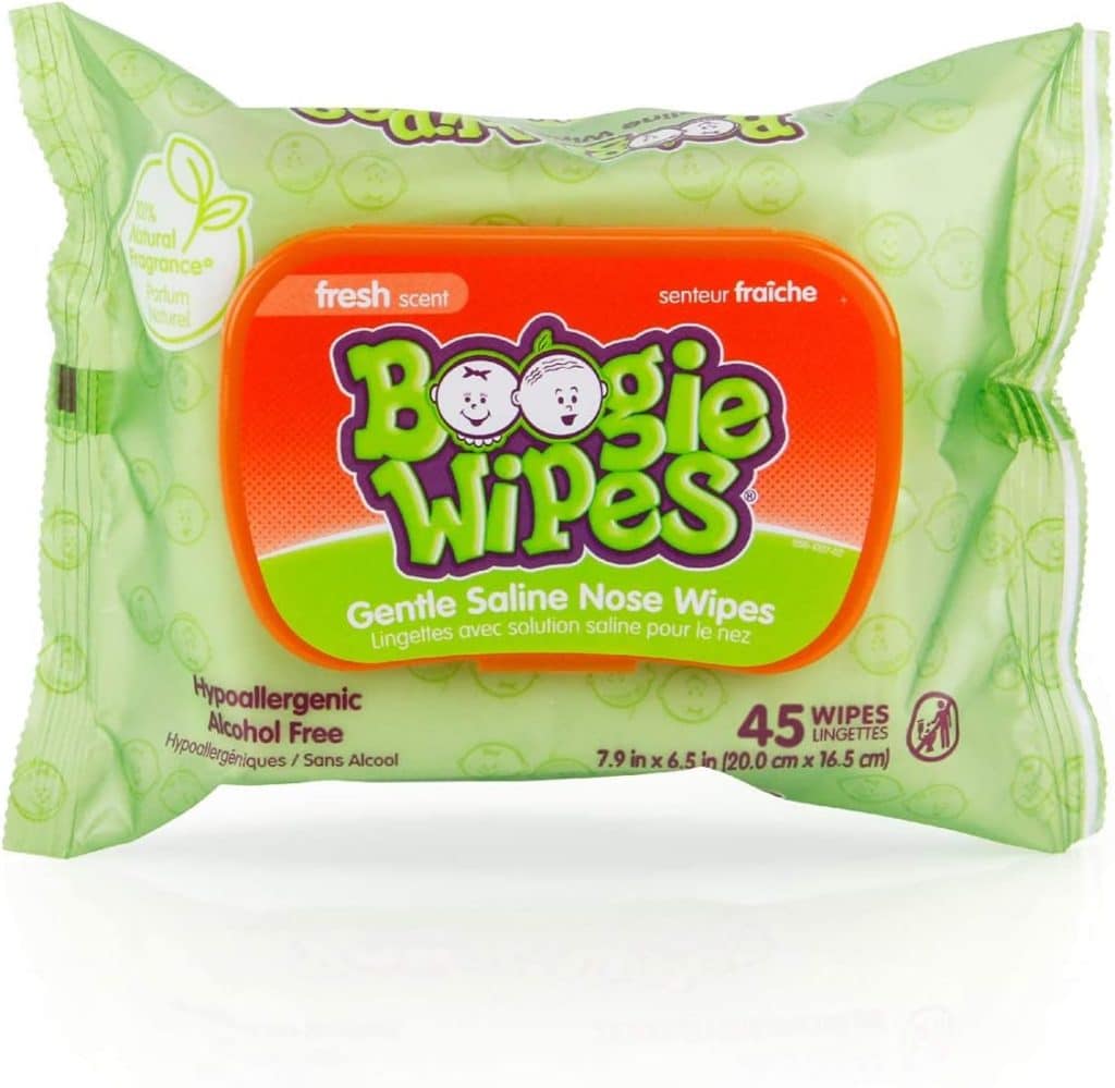 Baby Saline Wipes by Boogie for Face, Hand, Body  Nose, FSA/HSA Eligible, Made with Vitamin E, Aloe, Chamomile and Natural Saline, Fresh Scent, 45 Count