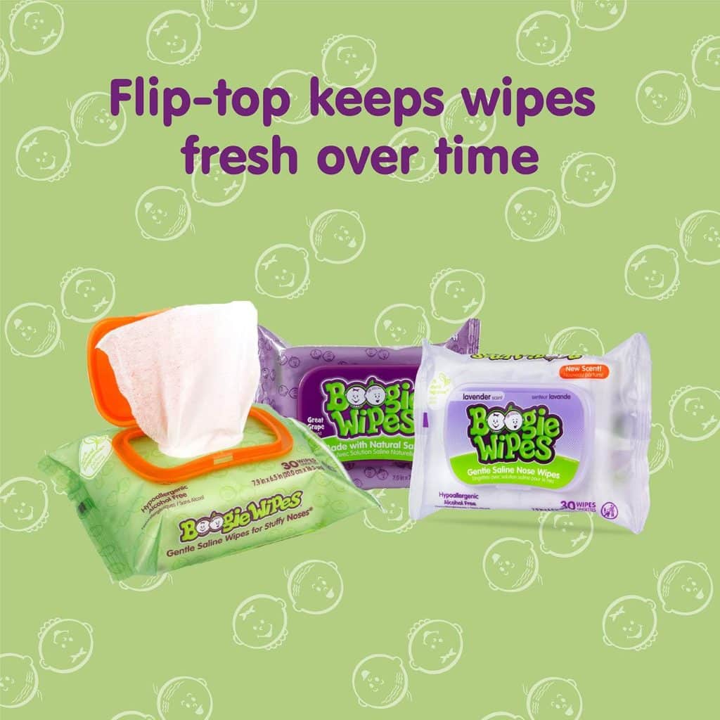 Baby Saline Wipes by Boogie for Face, Hand, Body  Nose, FSA/HSA Eligible, Made with Vitamin E, Aloe, Chamomile and Natural Saline, Fresh Scent, 45 Count