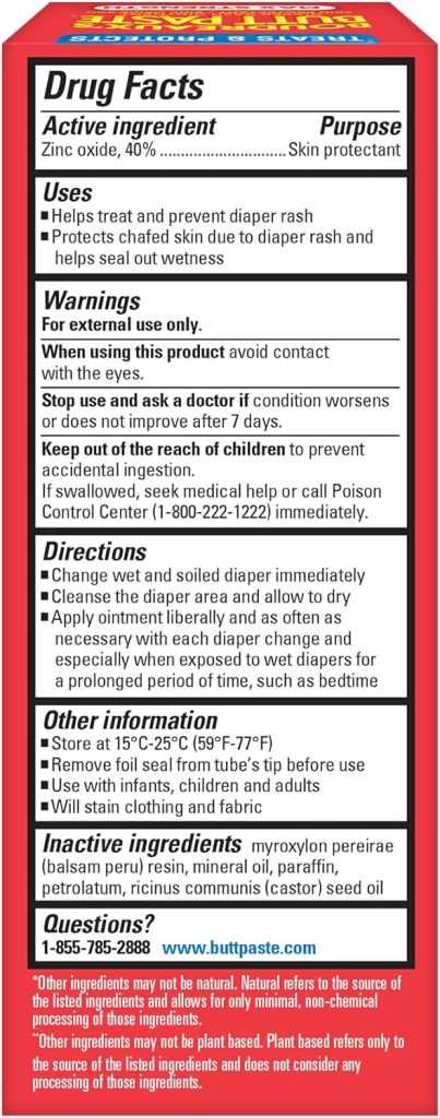 Boudreauxs Butt Paste Maximum Strength Diaper Rash Cream, Ointment for Baby, 2 oz Tube