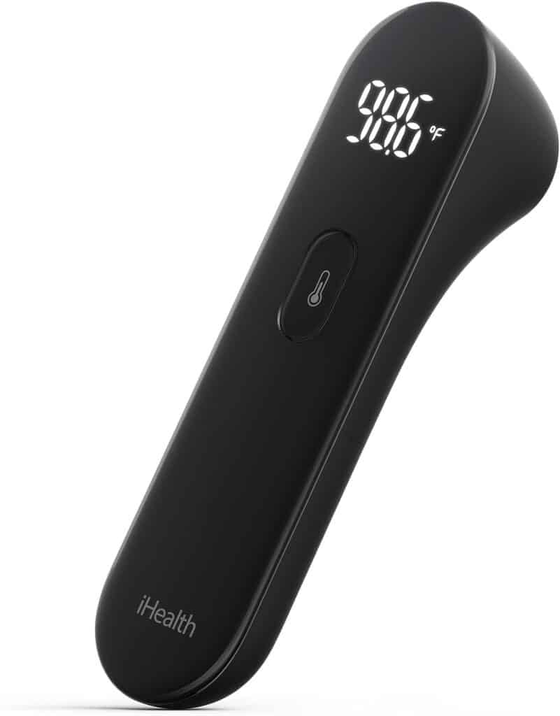 iHealth No-Touch Forehead Thermometer, Infrared Digital Thermometer for Adults and Kids, Touchless Baby Thermometer, 3 Ultra-Sensitive Sensors, Large LED Digits, Quiet Vibration Feedback, Non Contact