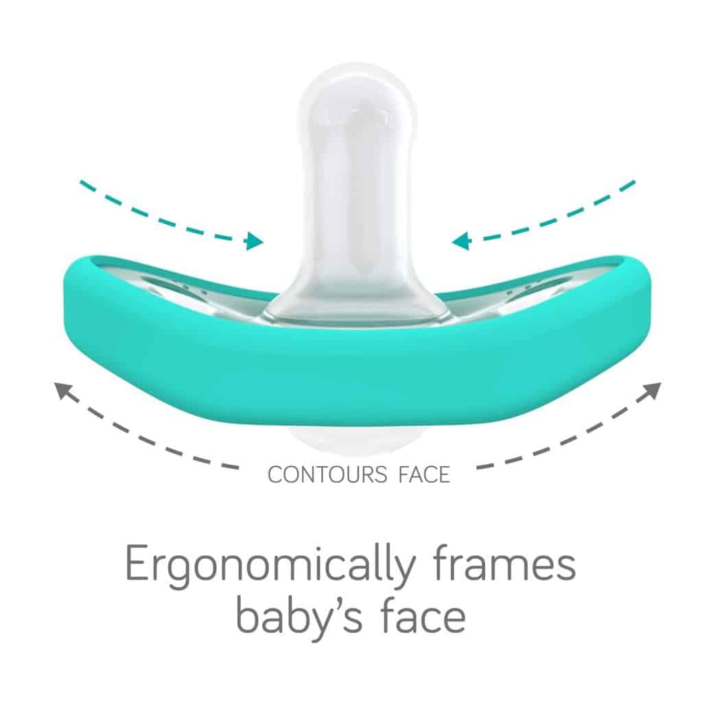 Nanobebe Baby Pacifiers 0-3 Month - Orthodontic, Curves Comfortably with Face Contour, Award Winning for Breastfeeding Babies, 100% Silicone - BPA Free. Perfect Baby Registry Gift 2pk,Pink