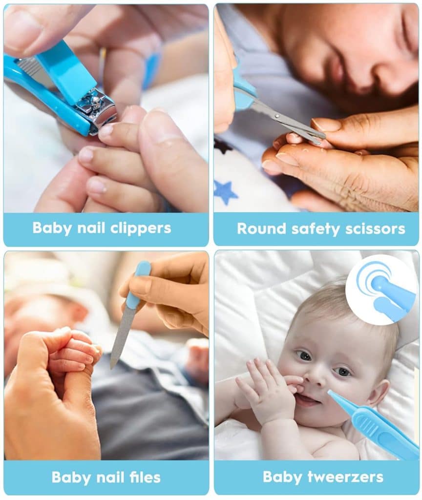 Baby Healthcare and Grooming Kit, Safety Newborn Nursery Care Set, with Hair Brush Comb, Nail Clipper, Thermometer, Pacifier Clip, Nasal Aspirator for Newborn Infant Baby Girls Boys (Pink)