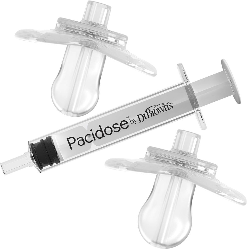 Dr. Browns Pacidose Pacifier and Liquid Baby Medicine Dispenser with Oral Syringe and Two Sizes of Pacifier Bulbs - 0-6m and 6-18m