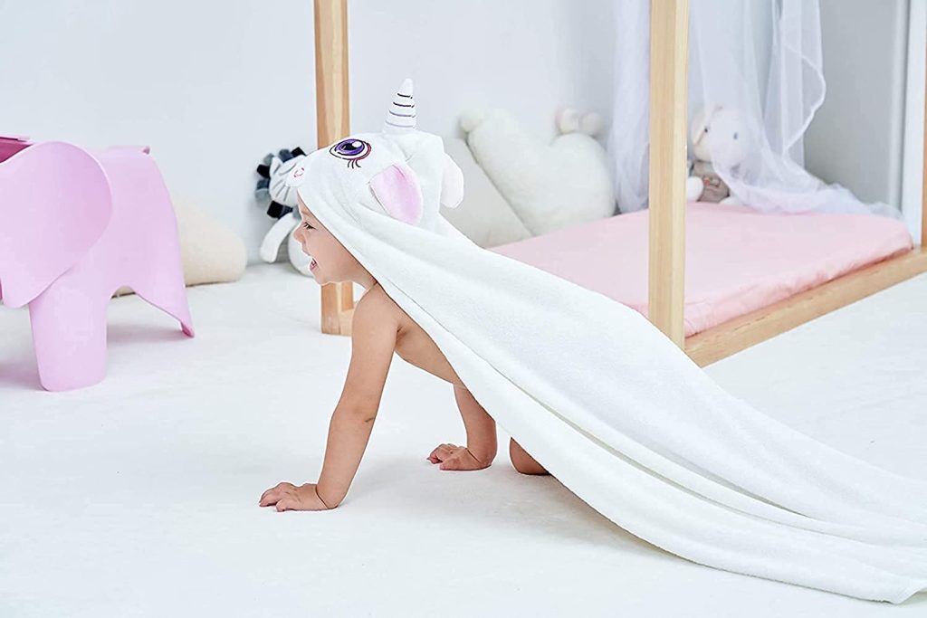 HIPHOP PANDA Hooded Towel - Rayon Made from Bamboo, Soft Bath Towel with Bear Ears for Babie, Toddler, Infant - Ultra Absorbent, Baby Stuff Shower Gifts for Boy and Girl - (Bear, 30 x 30 Inch)