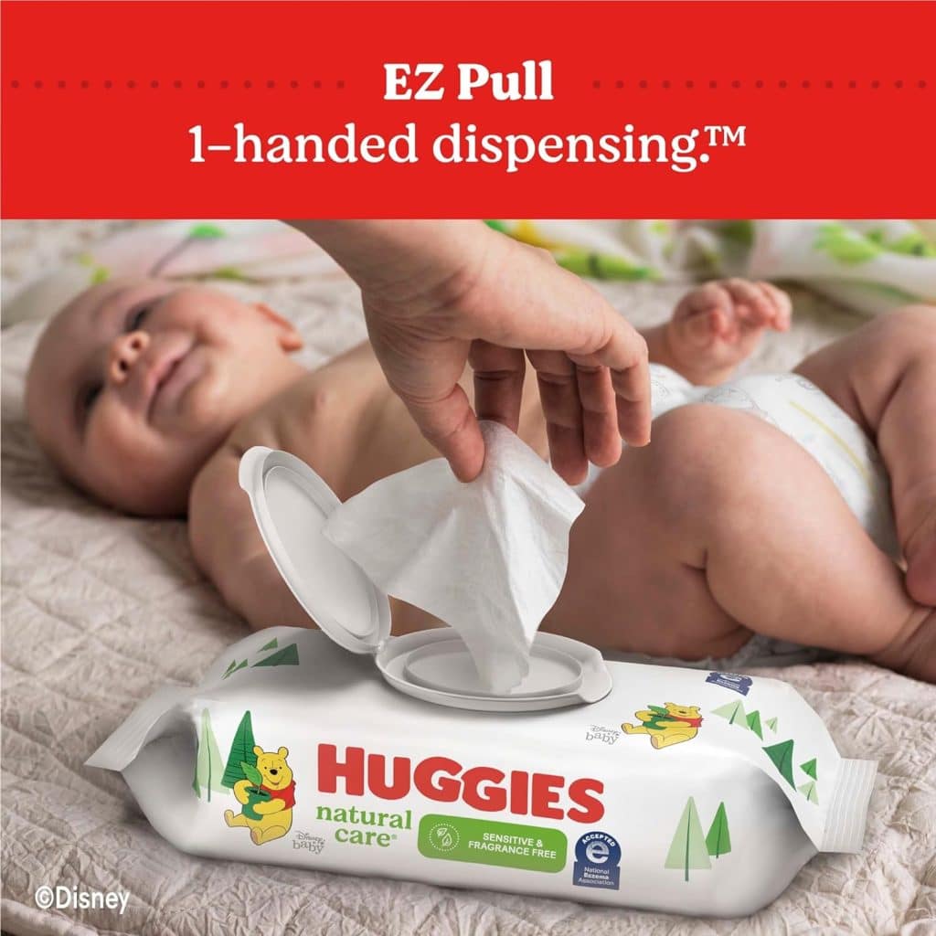Huggies Natural Care Sensitive Baby Wipes, Unscented, Hypoallergenic, 6 Flip-Top Packs (288 Wipes Total)