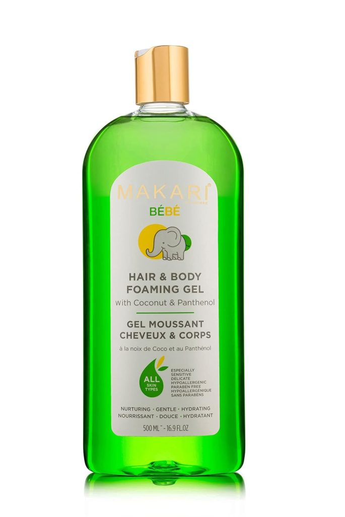 MAKARI Baby Hair and Body Foaming Gel for Sensitive and Delicate Skin, Hypoallergenic and Paraben-Free Baby Body Wash and Shampoo with Nourishing Coconut Oil  Panthenol