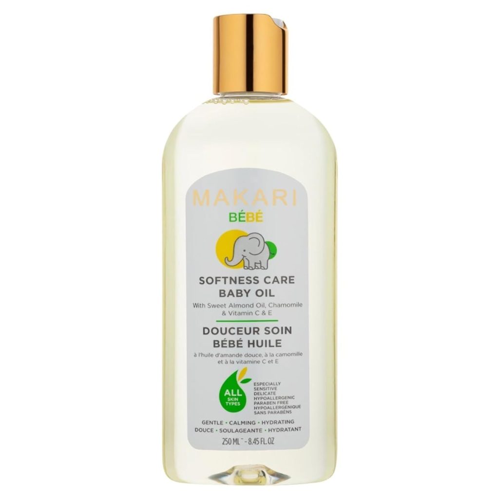 Makari Softness Care Baby Oil with Sweet Almond, Chamomile  Vitamins C  E, Hypoallergenic  Paraben-Free, Ideal for All Skin Types, Formulated for Sensitive and Delicate Newborn Skin