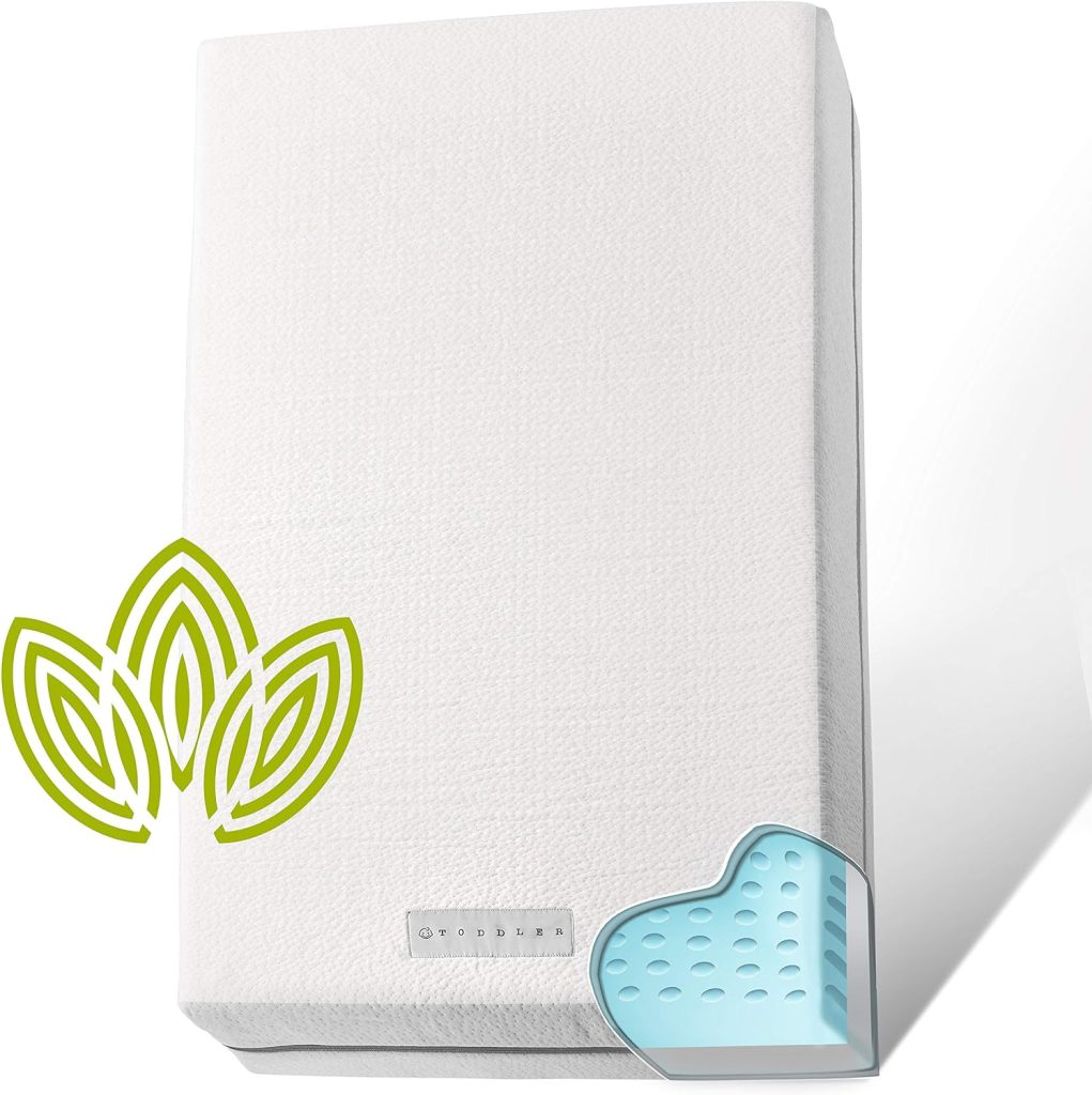 Organic Cotton Dual-Sided Crib Mattress, 2-Stage Premium Memory Foam CertiPUR-US Hypoallergenic Baby Mattress, Firm Support for Infant, Cooling Gel for Toddler, Waterproof  Washable Cover, 52x27x5.5