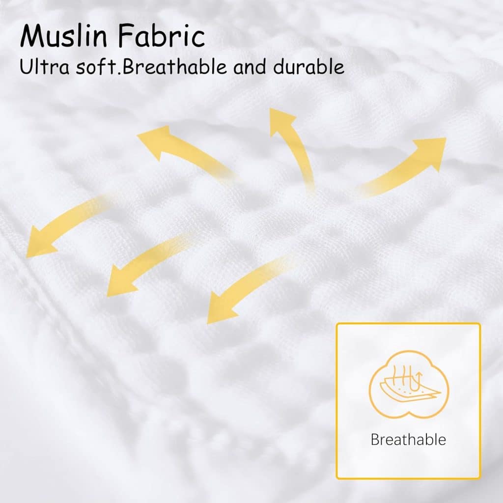 12 Pack Muslin Burp Cloths 100% Cotton Muslin Cloths Large 20x10 Extra Soft and Absorbent Baby Burping Cloth - White
