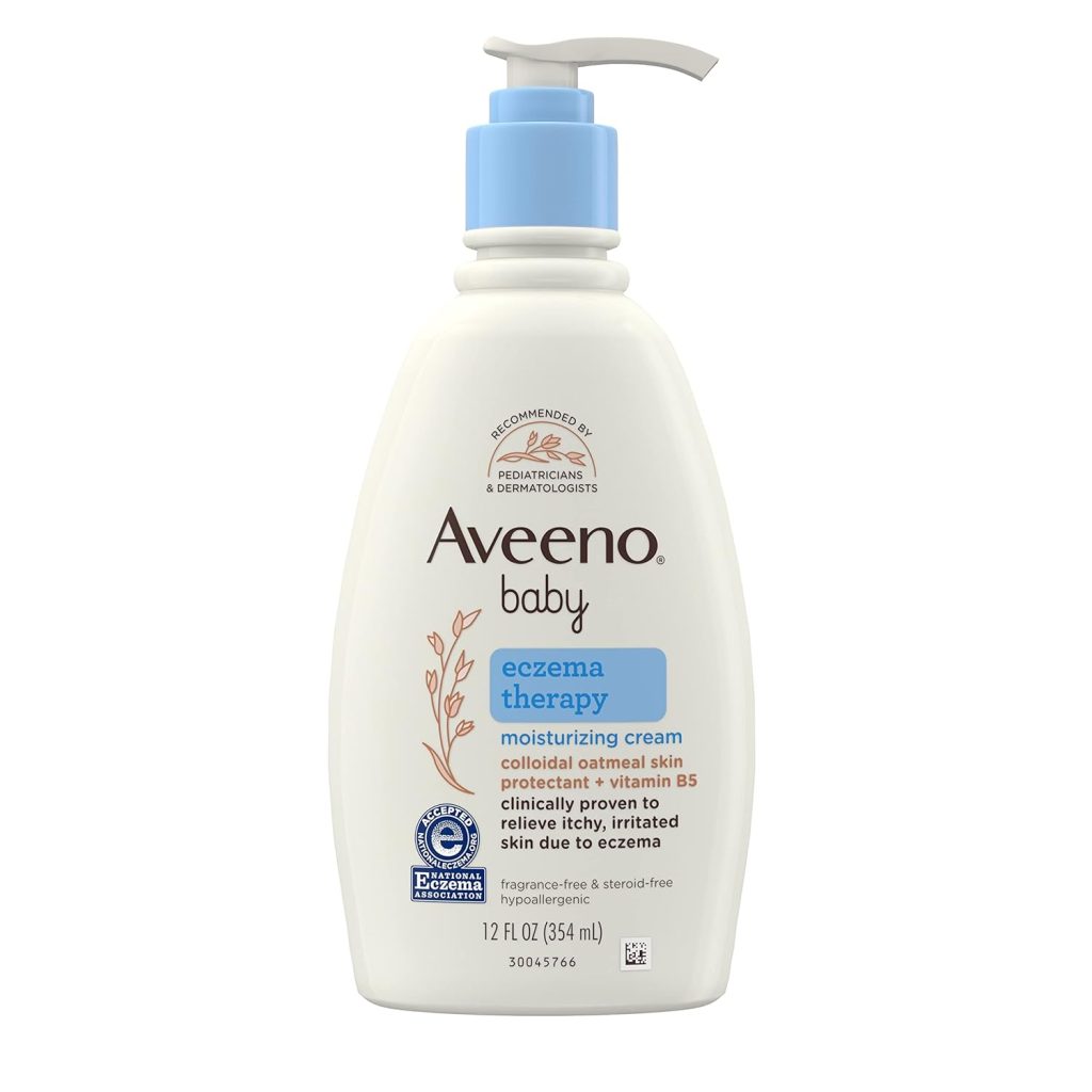 Aveeno Baby Eczema Therapy Moisturizing Cream, Natural Colloidal Oatmeal  Vitamin B5, Moisturizes  Relieves Dry, Itchy, Irritated Skin Due to Eczema, Paraben-  Steroid-Free, 12 fl. oz