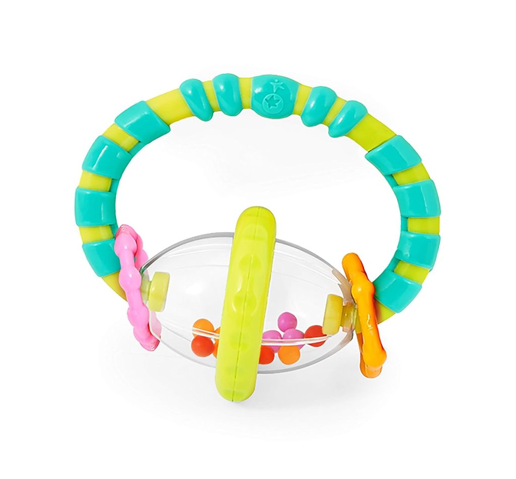 Bright Starts Grab  Spin Baby Rattle  BPA-Free Teether Toy, Ages 3 Months+