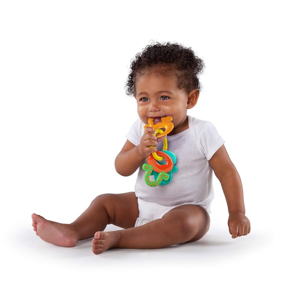 Bright Starts Grab  Spin Baby Rattle  BPA-Free Teether Toy, Ages 3 Months+