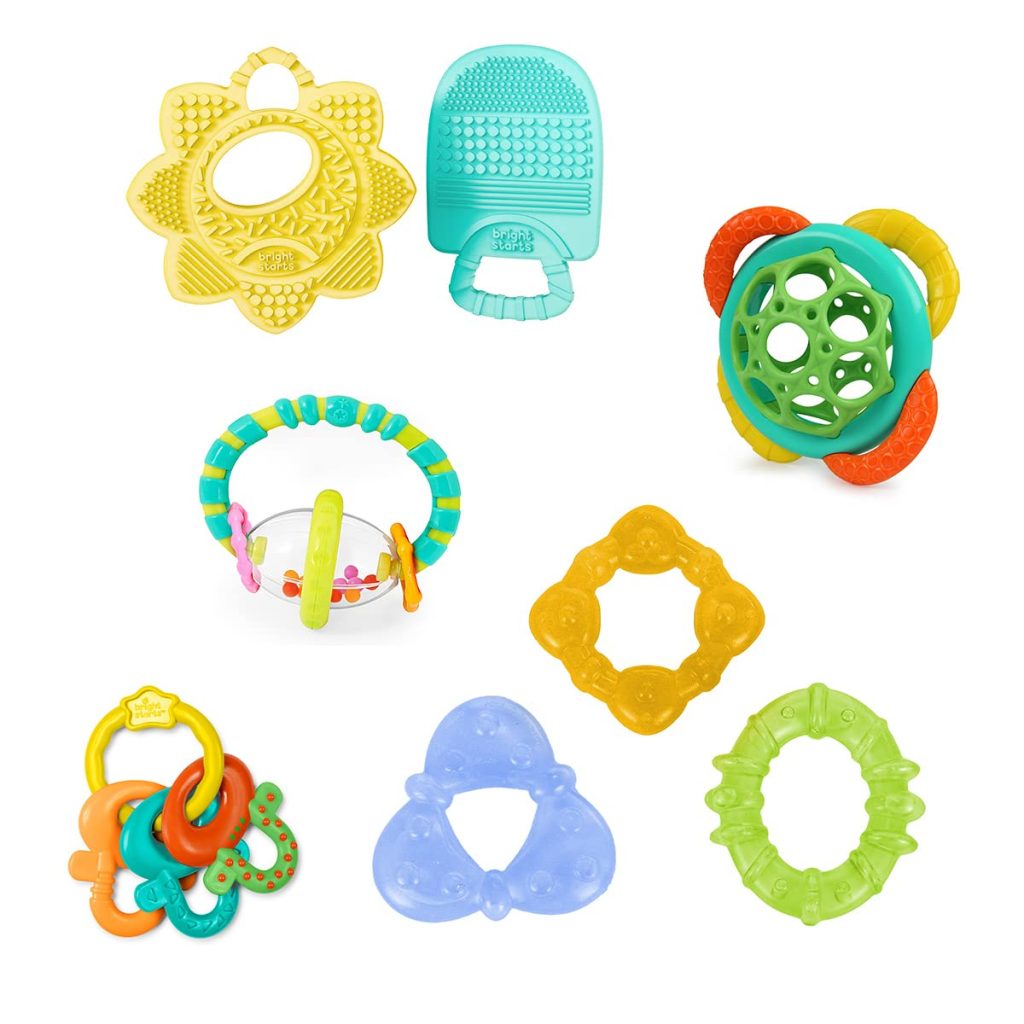 Bright Starts Grab  Spin Baby Rattle  BPA-Free Teether Toy, Ages 3 Months+