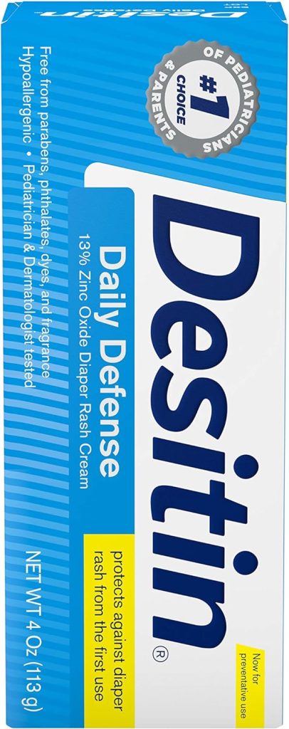 Desitin Daily Defense Baby Diaper Rash Cream with Zinc Oxide to Treat, Relieve  Prevent diaper rash, Hypoallergenic, Dye-, Phthalate-  Paraben-Free, 4 oz
