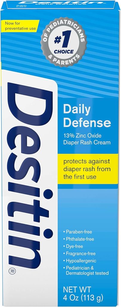 Desitin Daily Defense Baby Diaper Rash Cream with Zinc Oxide to Treat, Relieve  Prevent diaper rash, Hypoallergenic, Dye-, Phthalate-  Paraben-Free, 4 oz
