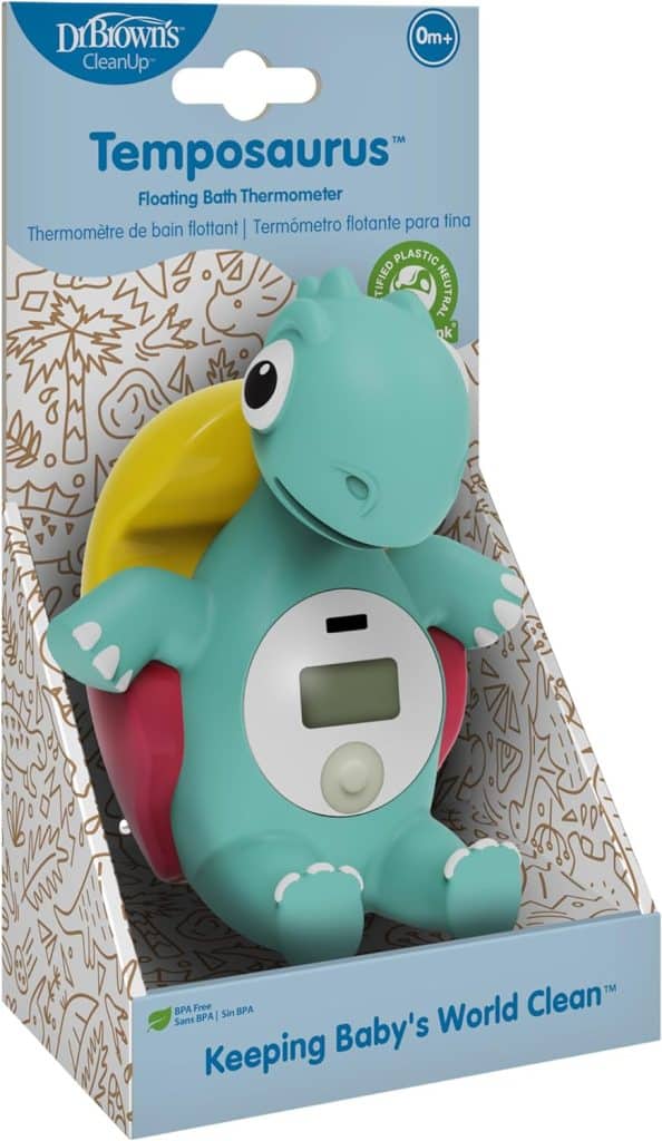 Dr. Browns CleanUp Temposaurus Floating Bath Thermometer for Accurately Measuring Baby’s Bath Water Temperature, BPA Free