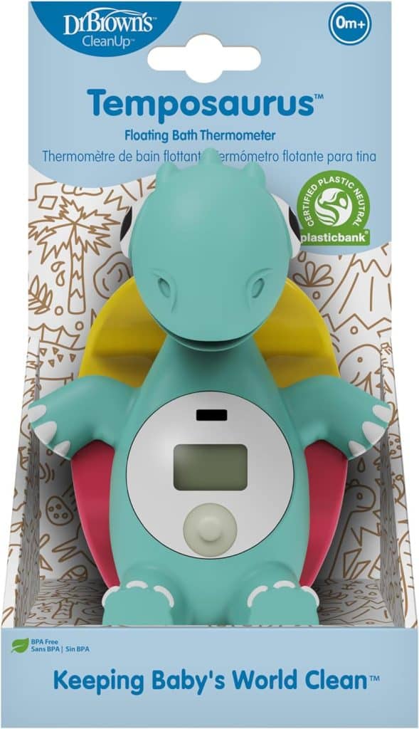 Dr. Browns CleanUp Temposaurus Floating Bath Thermometer for Accurately Measuring Baby’s Bath Water Temperature, BPA Free