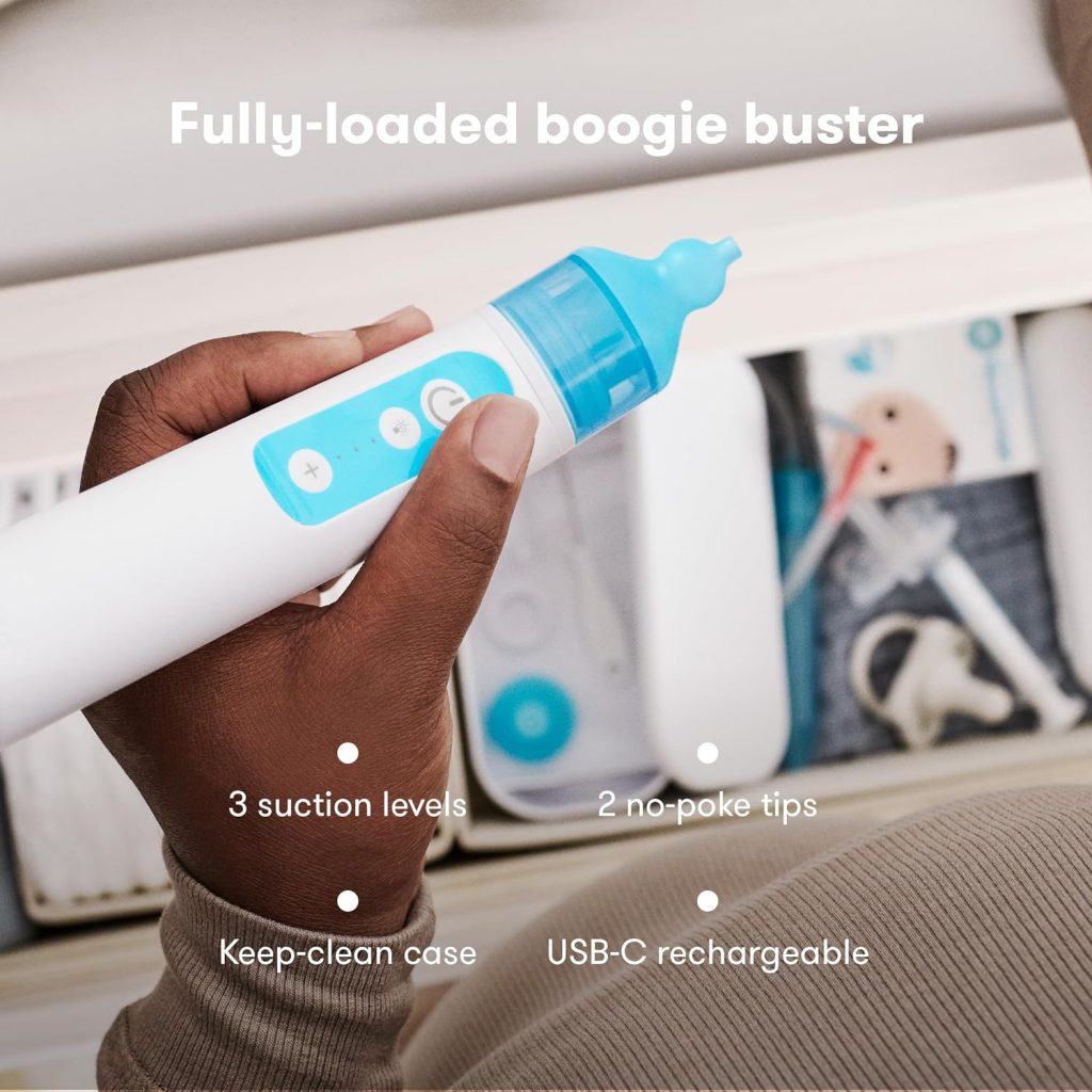 Frida Baby Electric NoseFrida Nasal Aspirator for Baby, Nose Sucker for Baby  Toddler, Nasal Aspirator with 3 Suction Levels, 2 Silicone Tips, USB Rechargeable