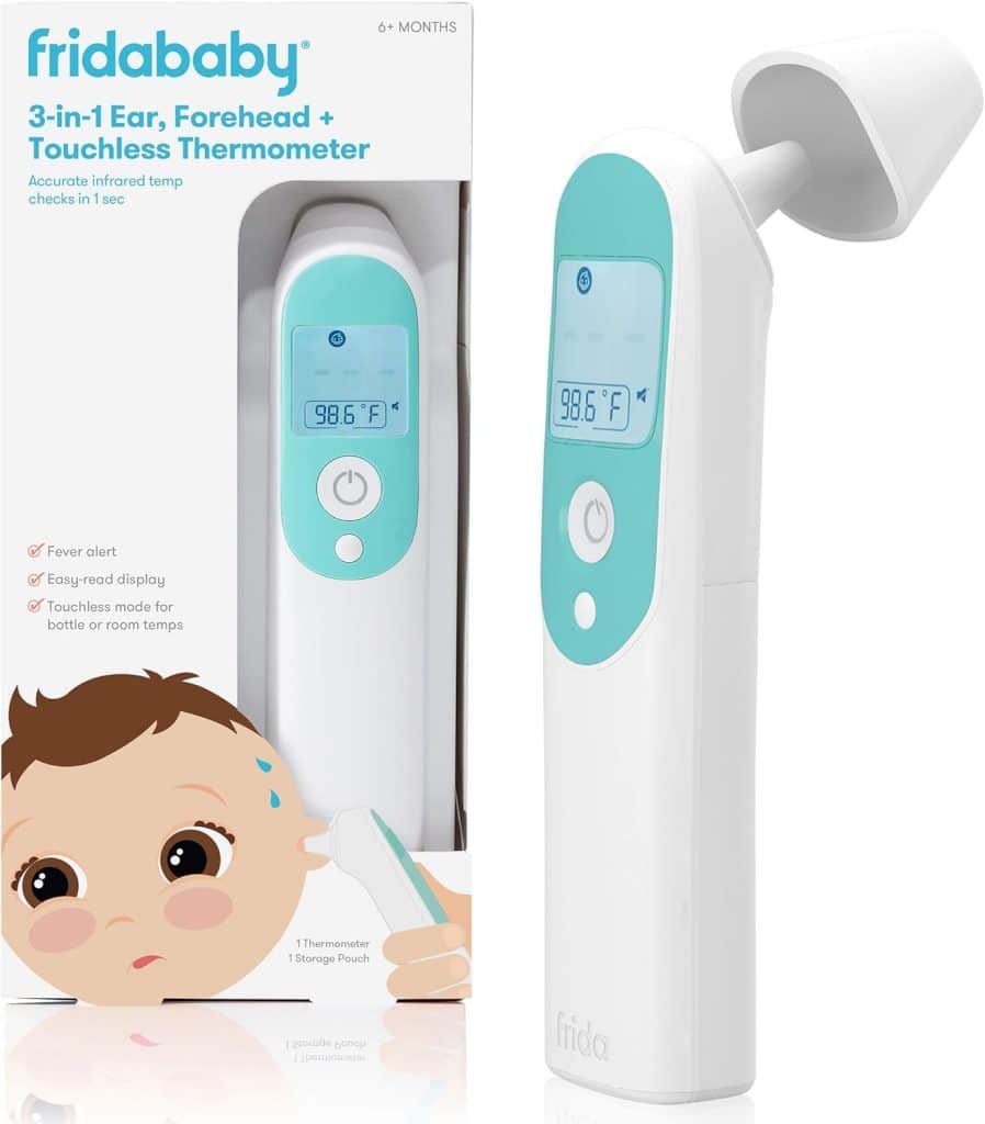 Frida Baby Thermometer, 3-in-1 Infrared Thermometer for Ear, Forehead  Touchless, Digital Baby Thermometer for Infants ,Toddlers, Kids  Adults