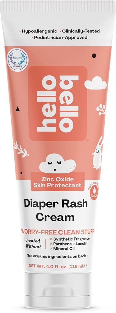 Hello Bello Diaper Rash Cream, Vegan Cruelty-Free Non-Nano Zinc Oxide, 4 fl. oz