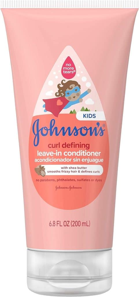 Johnsons Baby Curl Defining Tear-Free Kids Leave-in Conditioner with Shea Butter, Paraben-, Sulfate-  Dye-Free Formula, Hypoallergenic  Gentle for Toddlers Hair, 6.8 fl. Oz